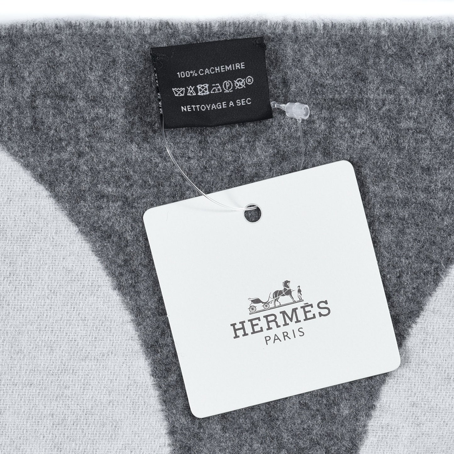 Cashmere Casaque Charms Muffler Gris Flanelle Ivoire