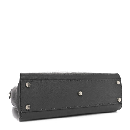 Fendi Cuoio Romano Selleria Bi-Color Medium Peekaboo Iconic Satchel Asfalto Latte 4 of 10