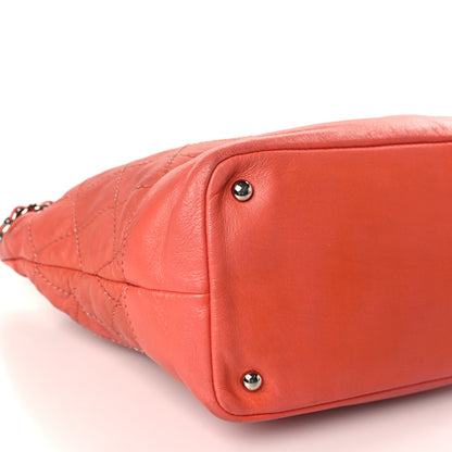 Chanel Lambskin Contrast Stitch Small Drawstring Tote Coral 8 of 9