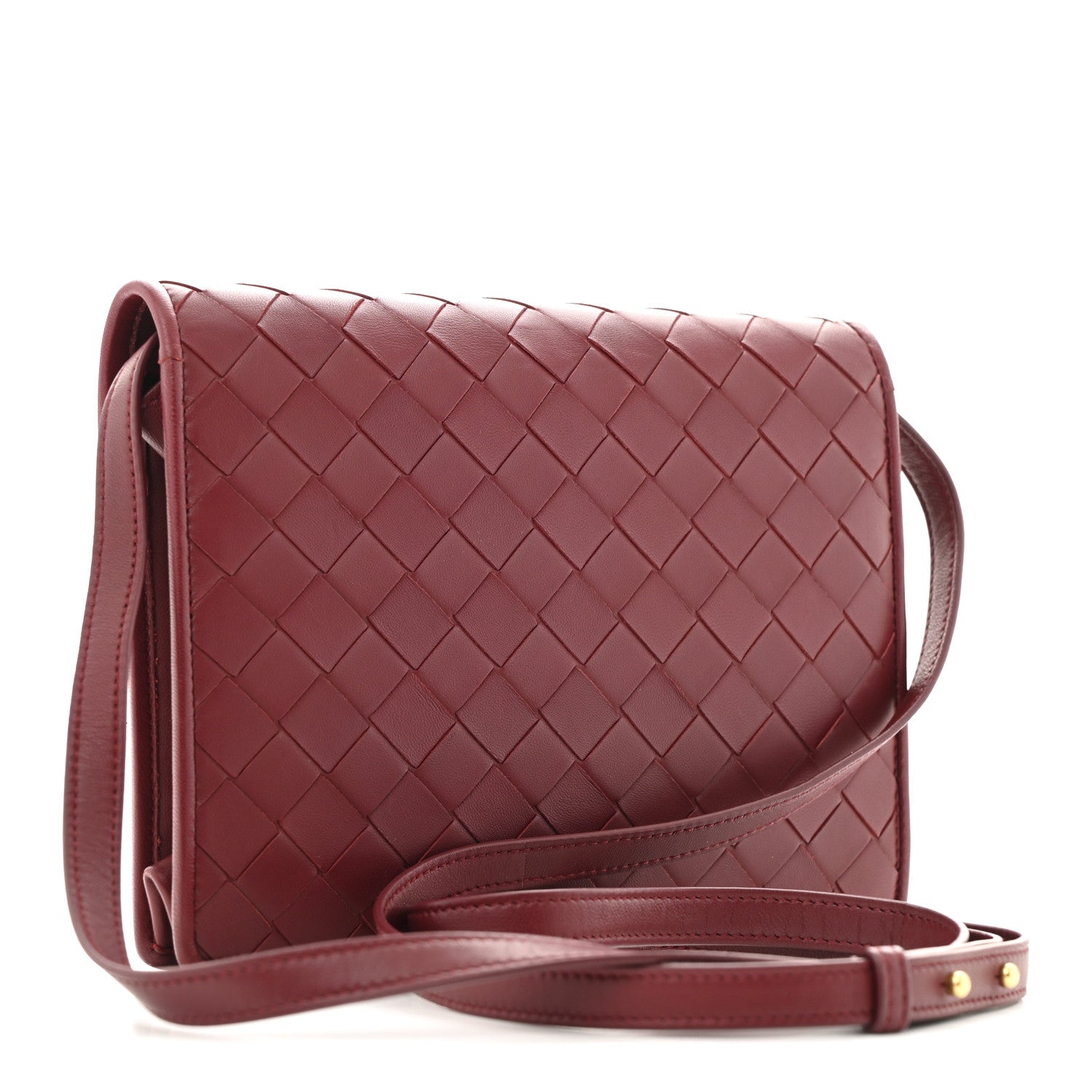 Bottega Veneta Nappa Intrecciato Flap Bag Burgundy 3 of 14