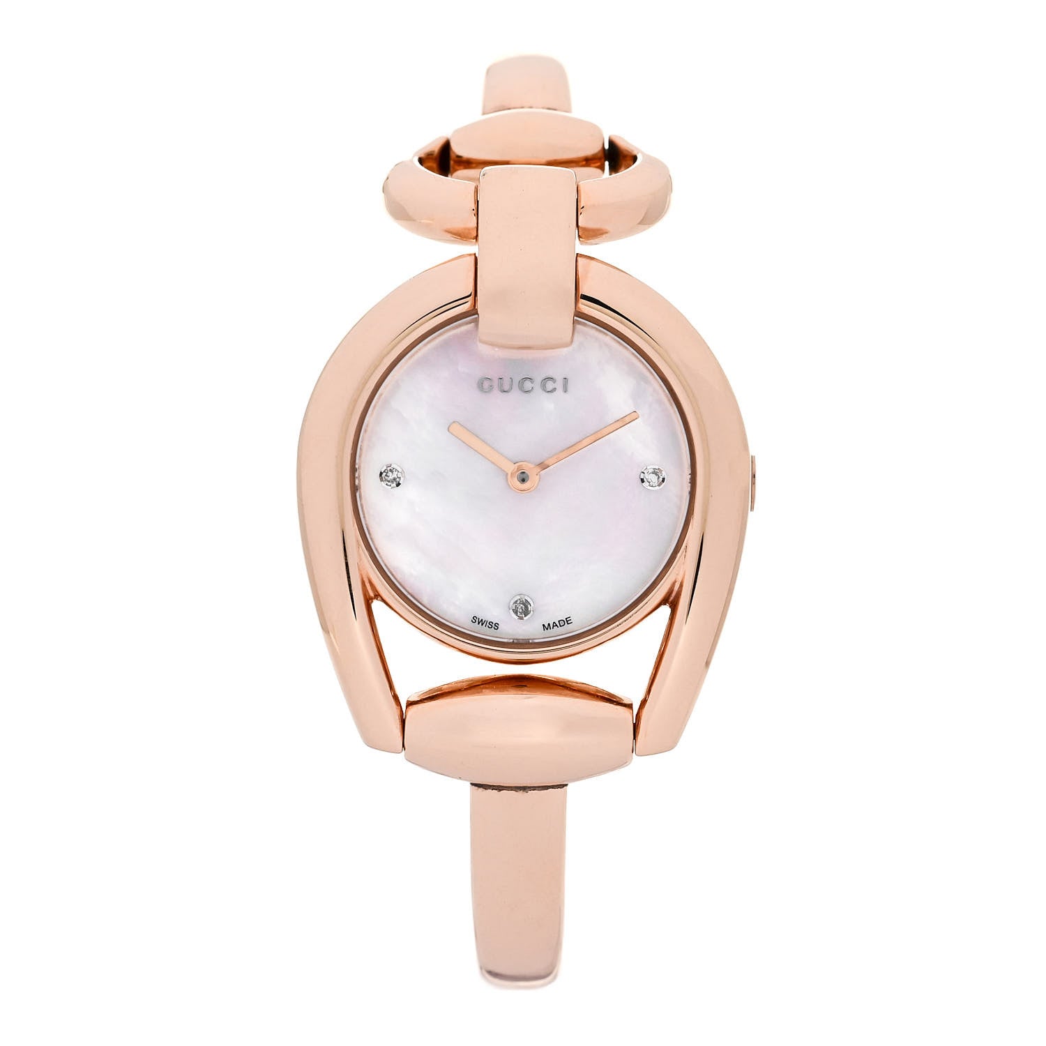 Gucci Stainless Steel Diamond Mother of Pearl 28mm Horsebit Quartz Watch 1 of 4