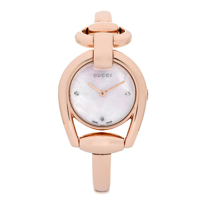 Gucci Stainless Steel Diamond Mother of Pearl 28mm Horsebit Quartz Watch 1 of 4