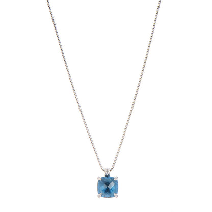 David Yurman Sterling Silver Diamond Blue Topaz 14mm Chatelaine Pendant Necklace 1 of 5