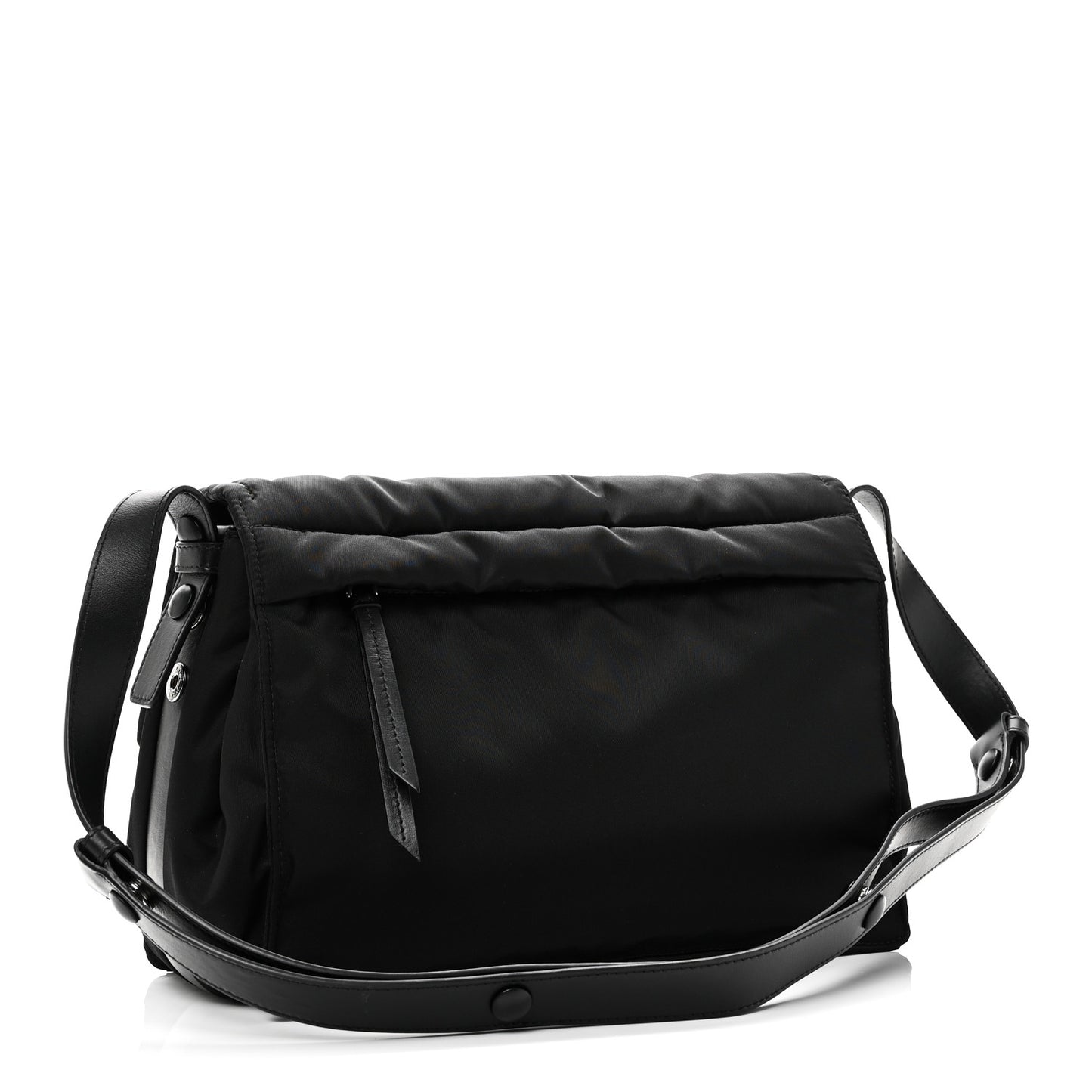 Re-Nylon Vitello Padded Large Flap Shoulder Bag Black