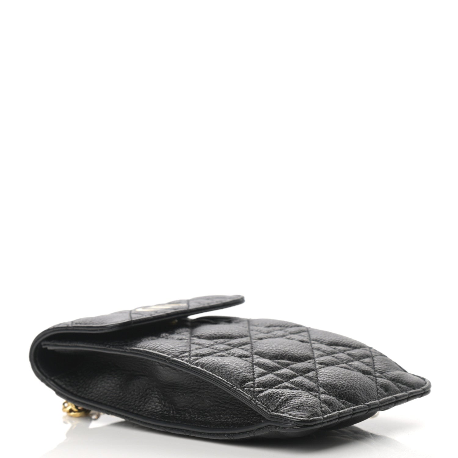 Christian Dior Grained Calfskin Cannage Caro Phone Pouch Holder Black 4 of 9