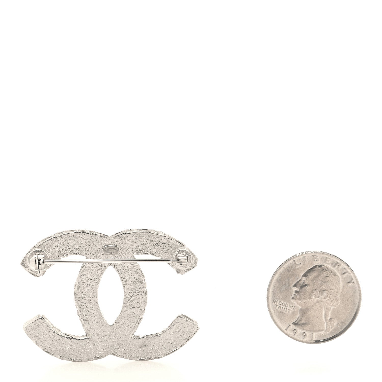 Chanel Crystal CC Brooch Silver 2 of 3