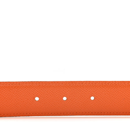 Hermes Epsom Swift 24mm Mini Constance Guilloche H Belt 80 32 Black Orange 3 of 5