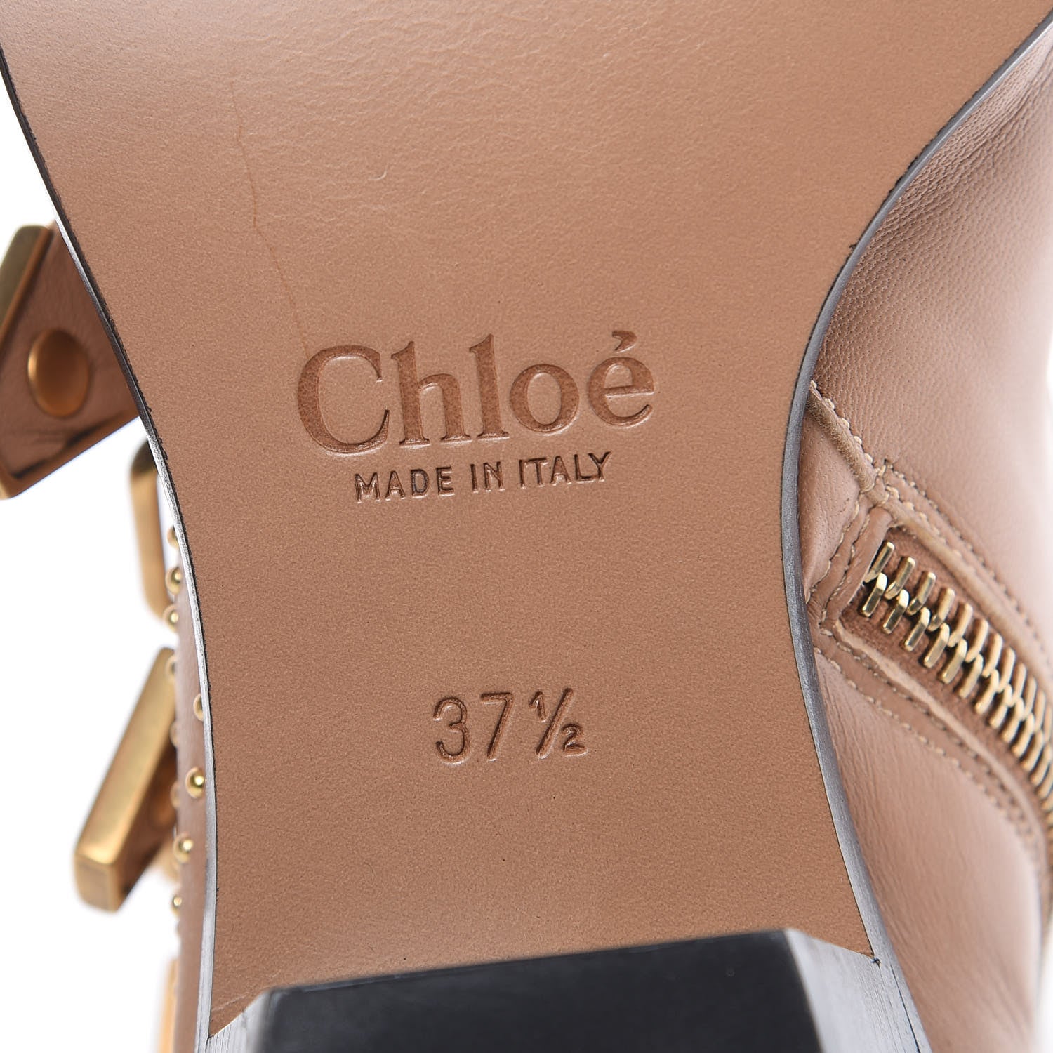 Chloe Nappa Sheepskin Studded Susanna Ankle Boots 37.5 Reef Shell 6 of 9