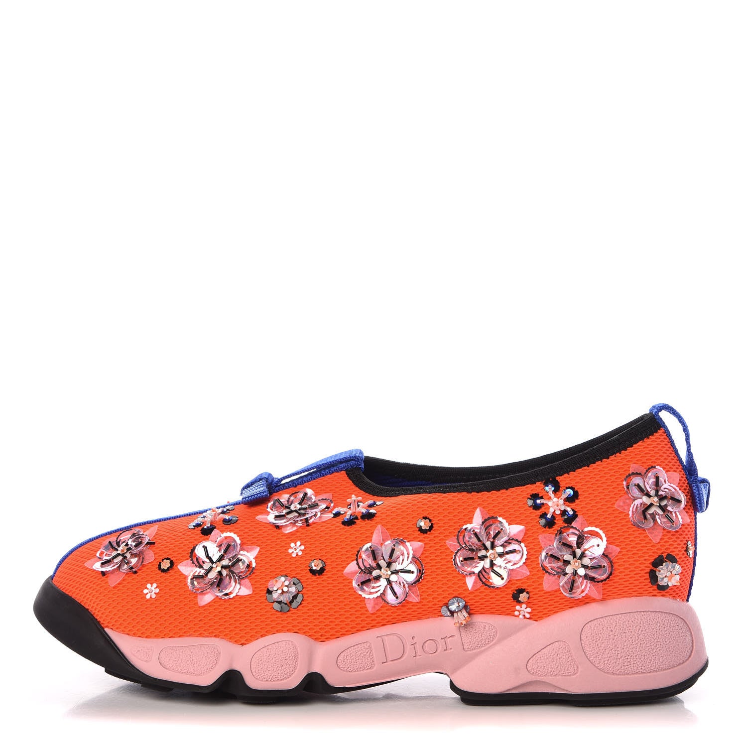 Christian Dior Technical Canvas Embellished Dior Fusion Sneakers 37 Orange Fluo 1 of 9