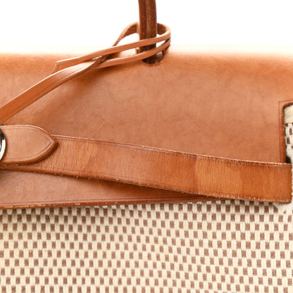 Hermes Toile Vache Calfskin Herbag PM 30 Black Natural 10 of 14