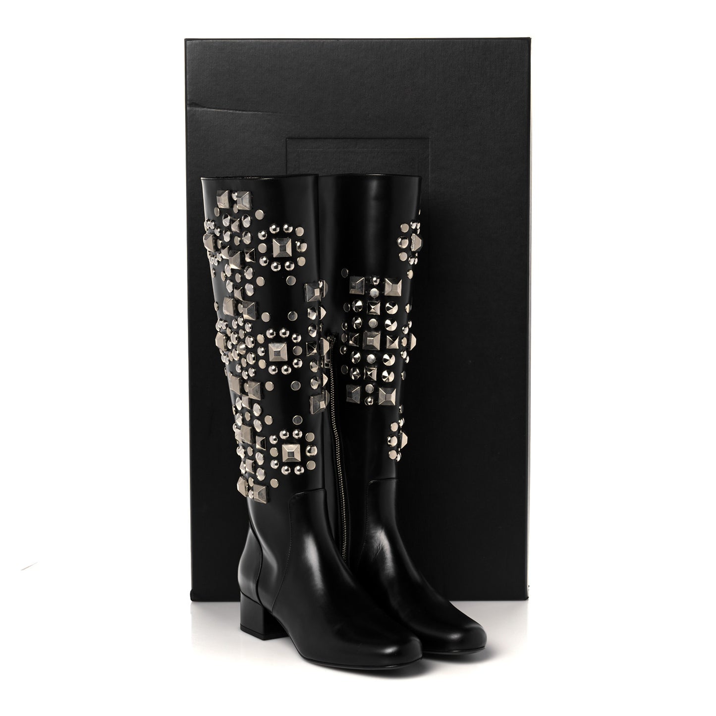 Ketta Studded Babies 40 Brod Knee High Boots 36 Black