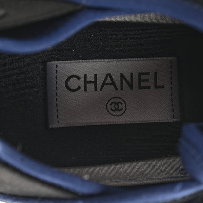 Chanel Velvet Calfskin Mixed Fibers Mens CC Sneakers 45 Blue Black 7 of 9