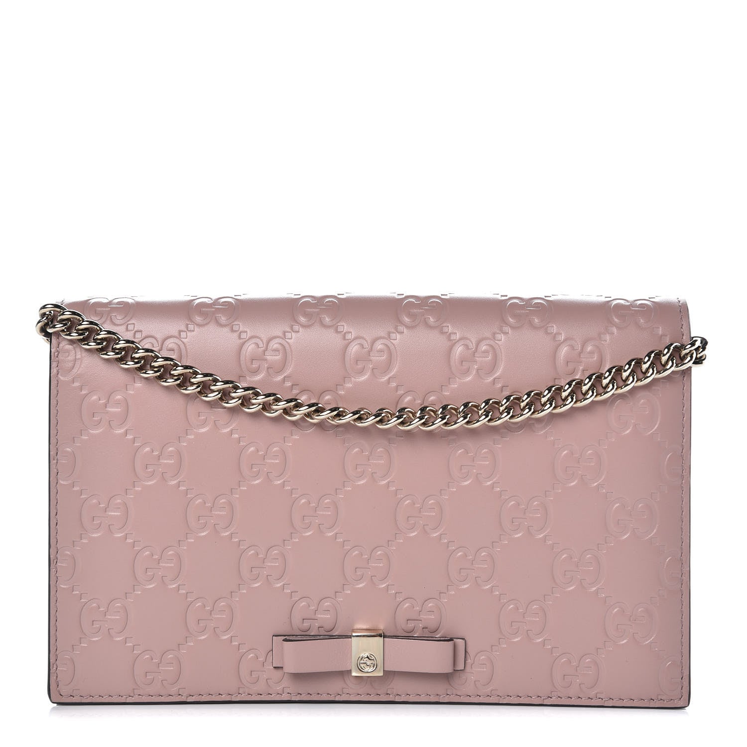 Gucci Guccissima Signature Bowy Chain Wallet Dark Cipria 1 of 5