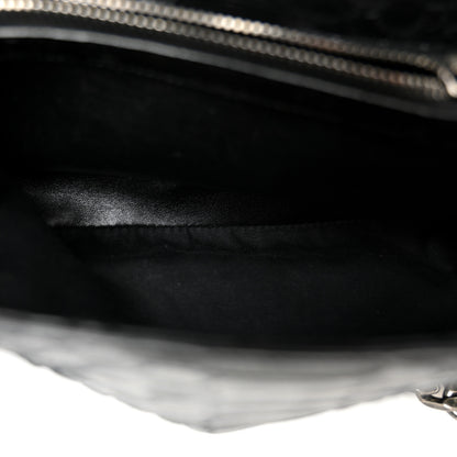 Saint Laurent Calfskin Python Embossed Monogram Medium College Bag Black 5 of 9