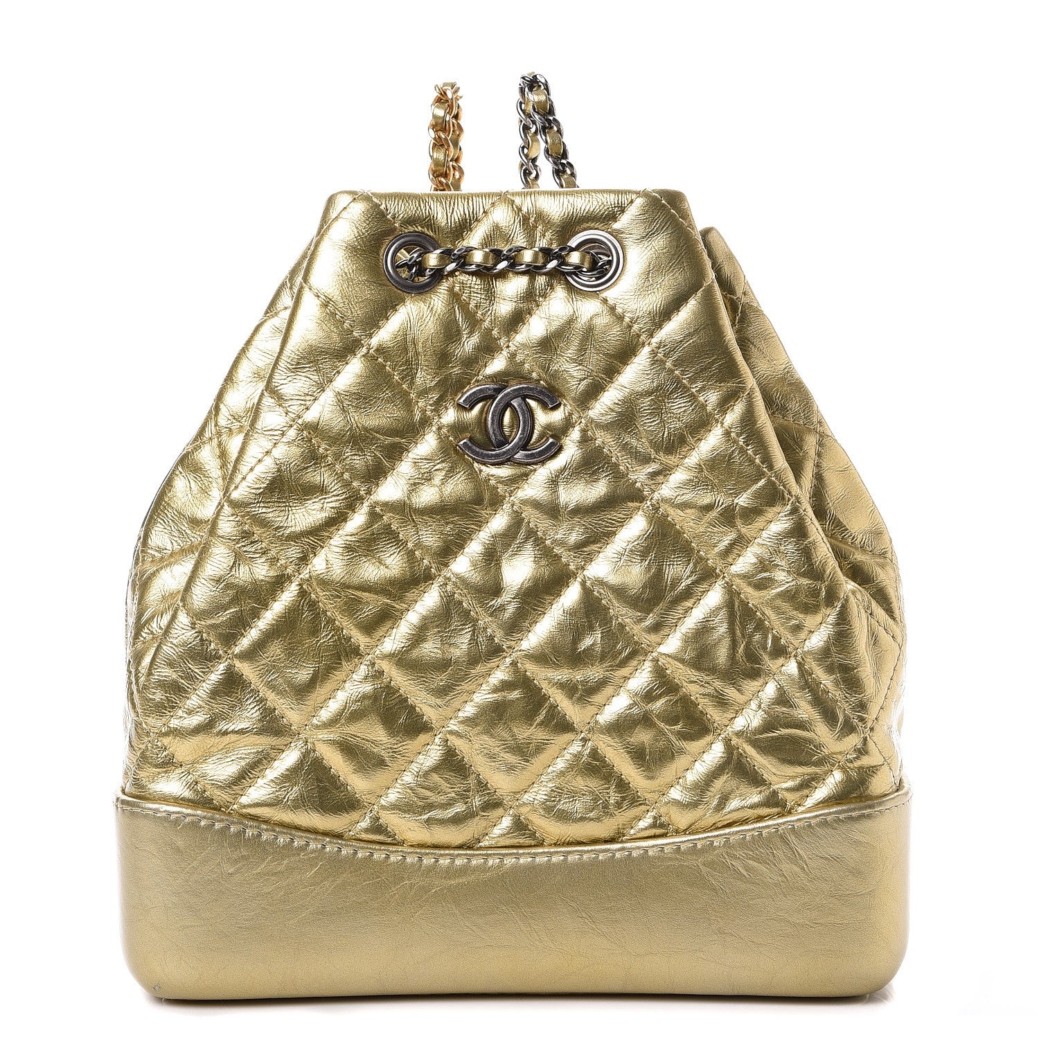 Chanel Metallic Aged Calfskin Quilted Gabrielle Backpack Gold 1 of 9