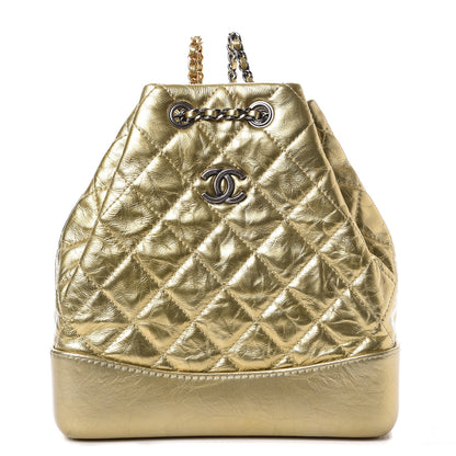 Chanel Metallic Aged Calfskin Quilted Gabrielle Backpack Gold 1 of 9