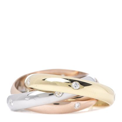 Cartier 18K Pink Yellow White Gold Diamond Medium Trinity Ring 53 6.25 1 of 6