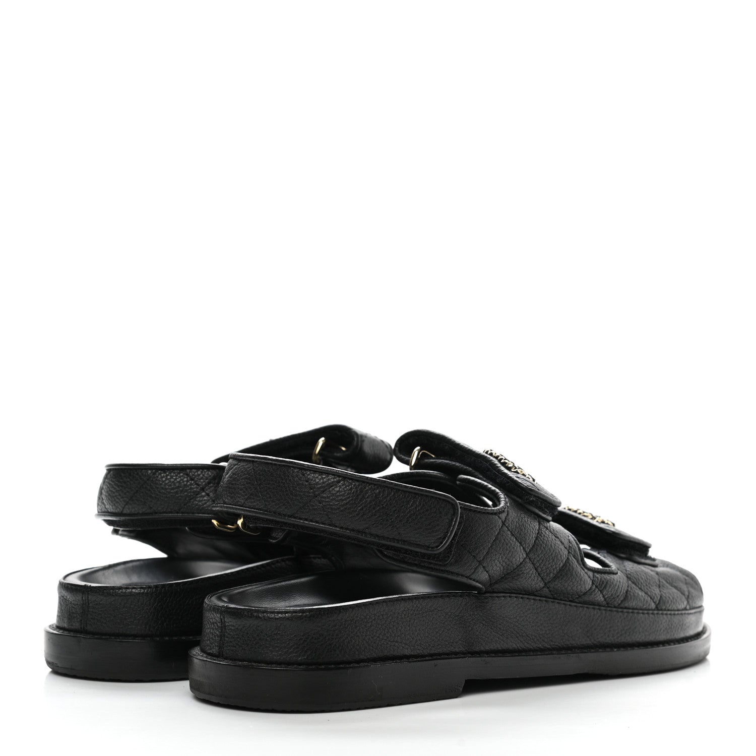 Chanel Grained Calfskin Velcro Dad Sandals 37 Black 4 of 9