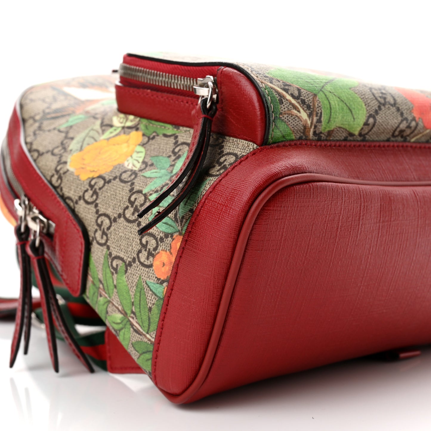 GG Supreme Monogram Tian Web Small Day Backpack Beige Multicolor Red