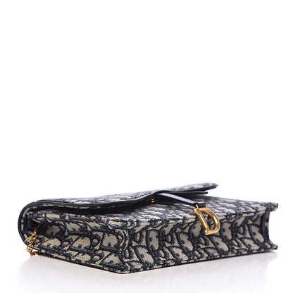 Christian Dior Oblique Saddle Chain Pouch Blue 4 of 10