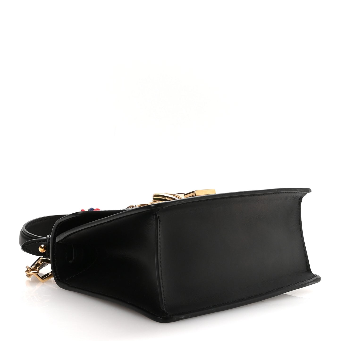 Calfskin Mini Sylvie Top Handle Bag Black