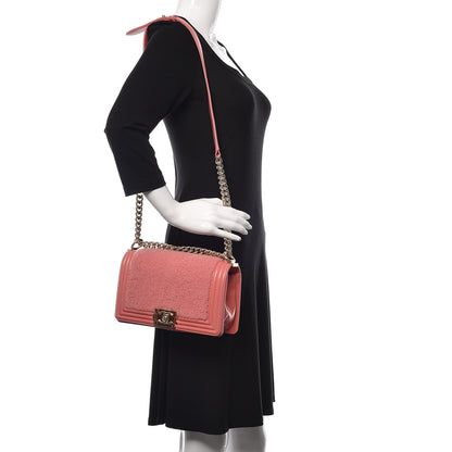 Chanel Shearling Sheepskin Medium Boy Flap Pink 3 of 19