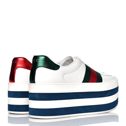 Gucci Calfskin Peggy Platform Sneakers 5.5 Blue White 4 of 10