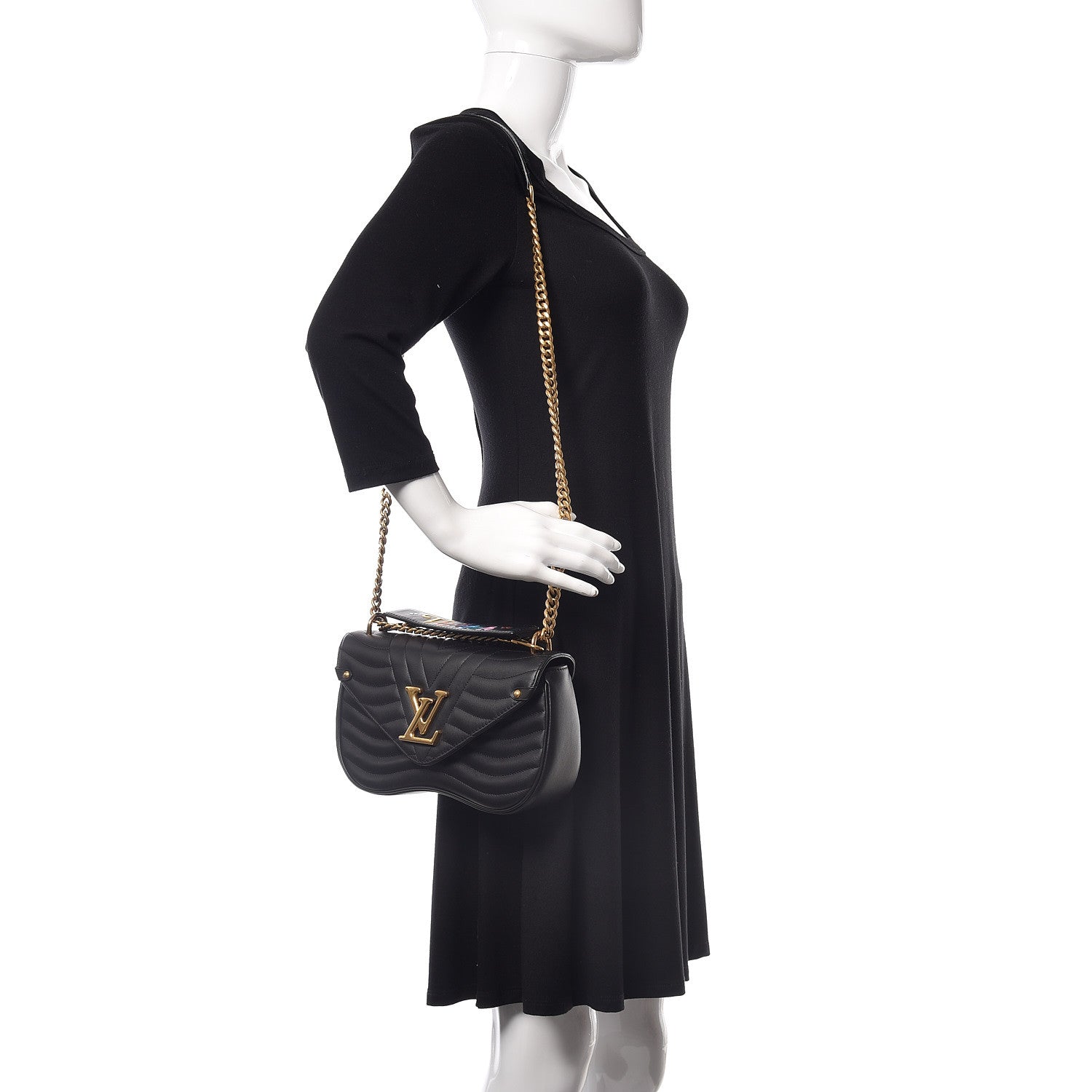 Louis Vuitton Calfskin New Wave Chain MM Black 2 of 10