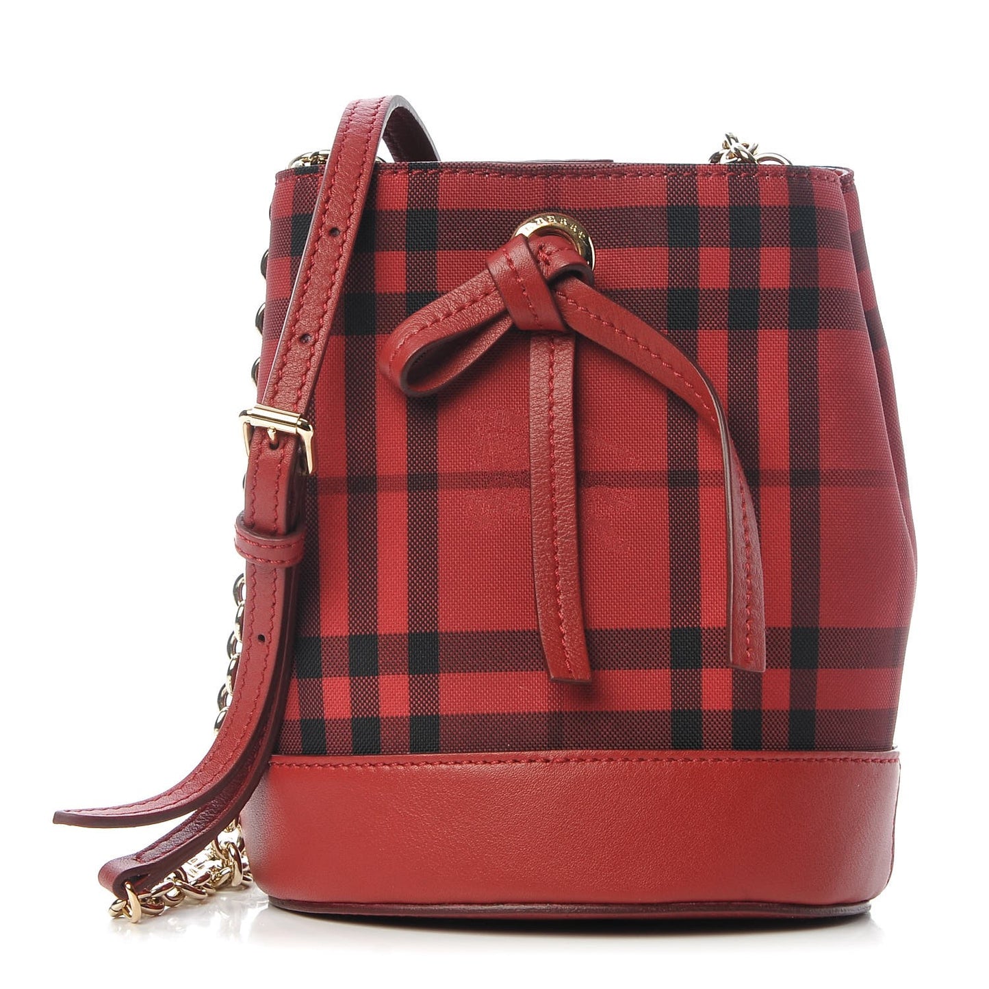 Overdyed Canvas Horseferry Check Baby Bucket Bag Parade Red