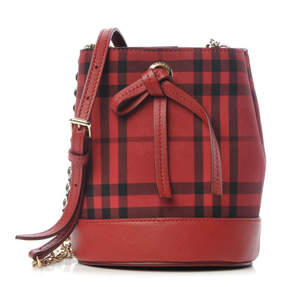 Burberry Overdyed Canvas Horseferry Check Baby Bucket Bag Parade Red 1 of 7
