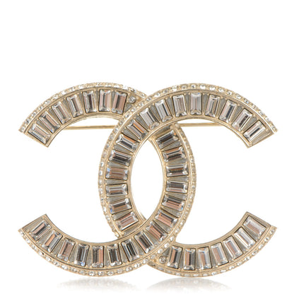 Chanel Baguette Crystal CC Brooch Light Gold 1 of 4