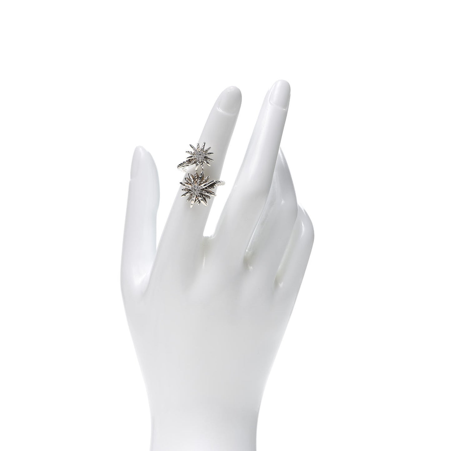Sterling Silver Diamond 28mm Open Starburst Ring 52 6