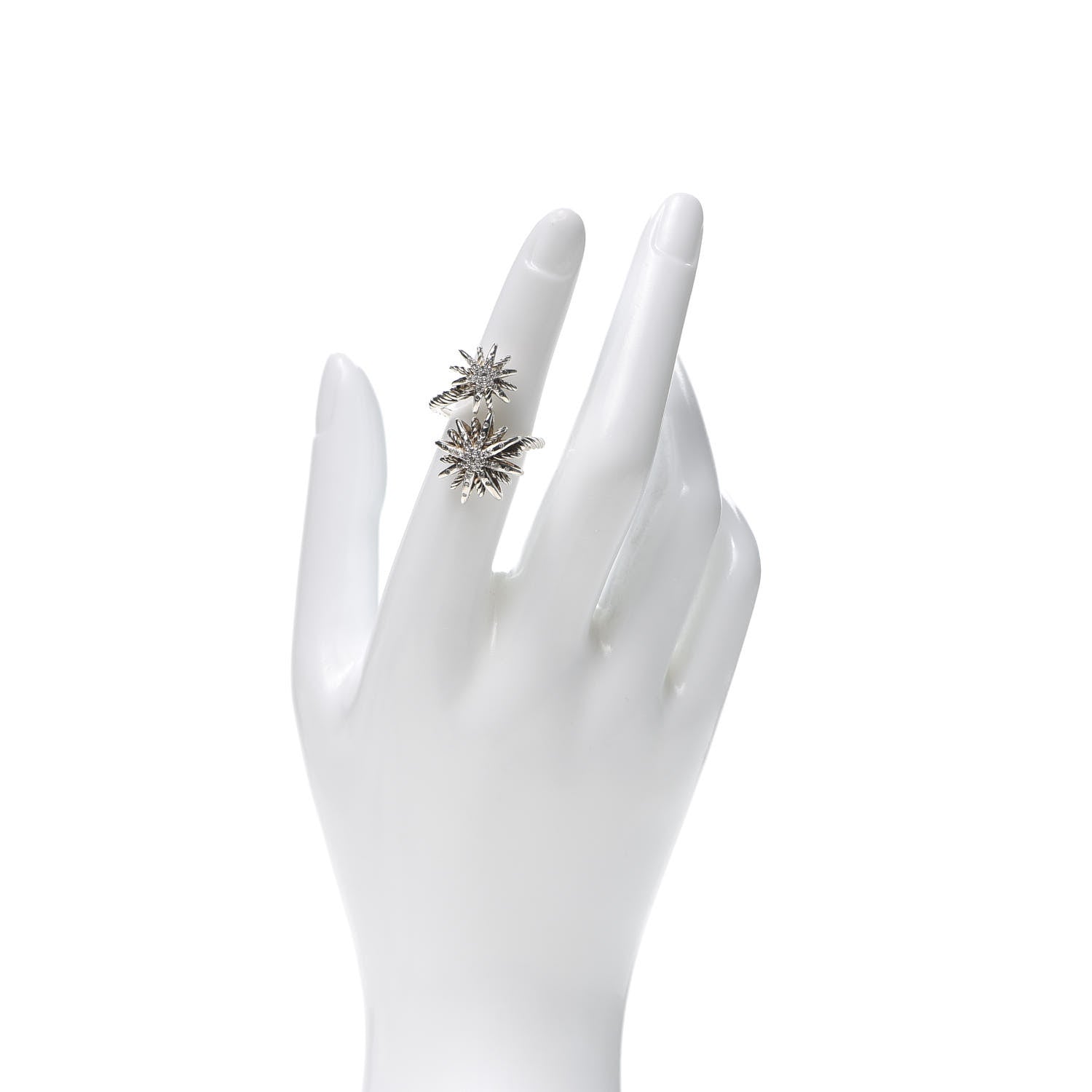 David Yurman Sterling Silver Diamond 28mm Open Starburst Ring 52 6 2 of 5