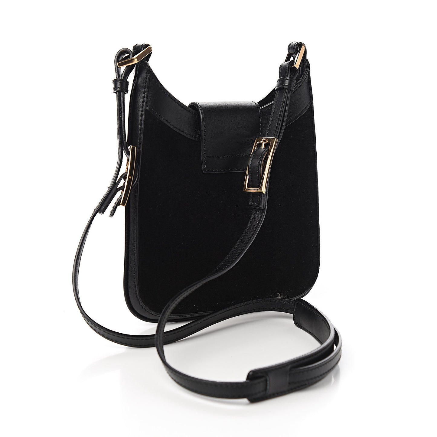Suede Calfskin Crossbody Bag Black