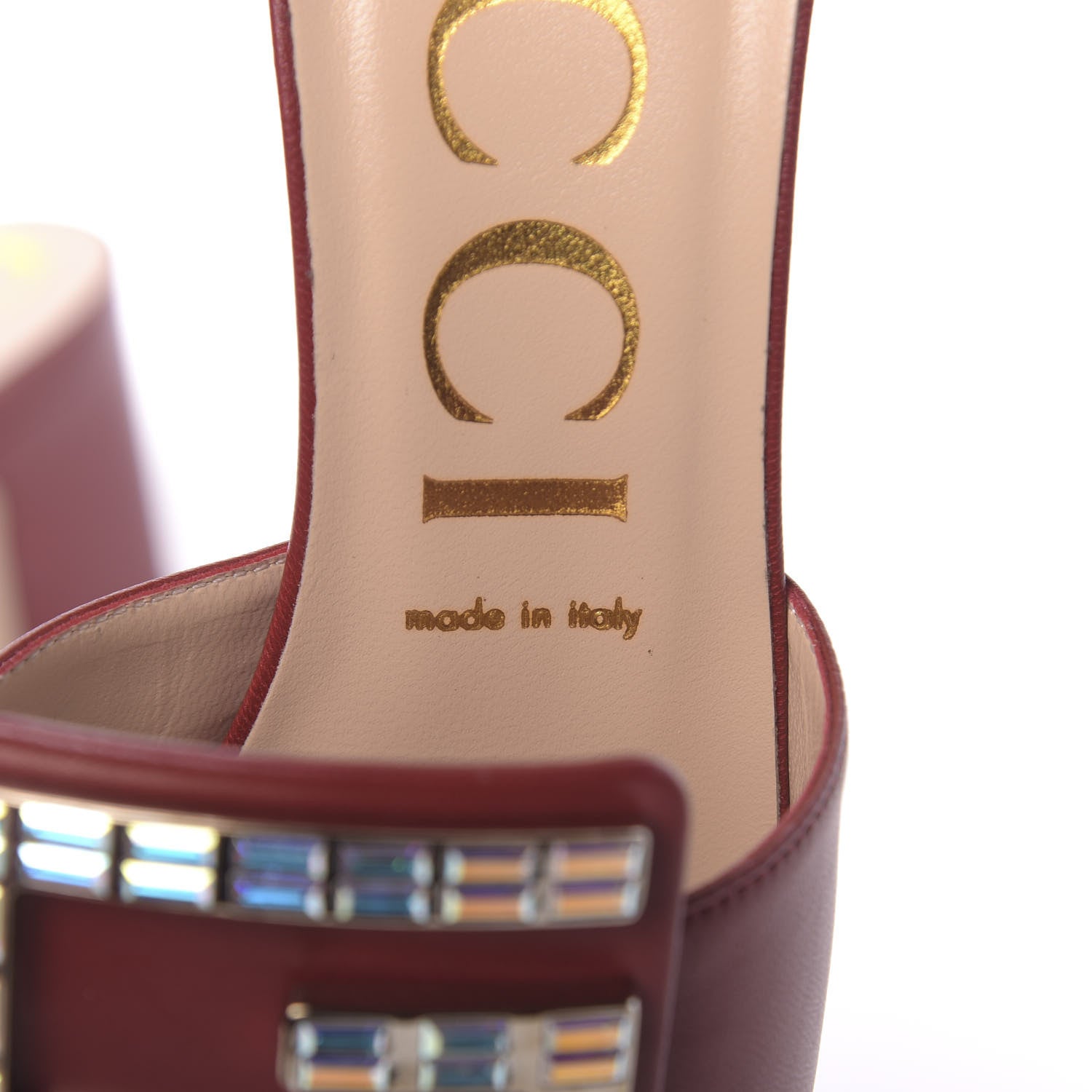 Gucci Malaga Kid Crystal Square G Madelyn Mules 39 Romantic Cerise 6 of 10
