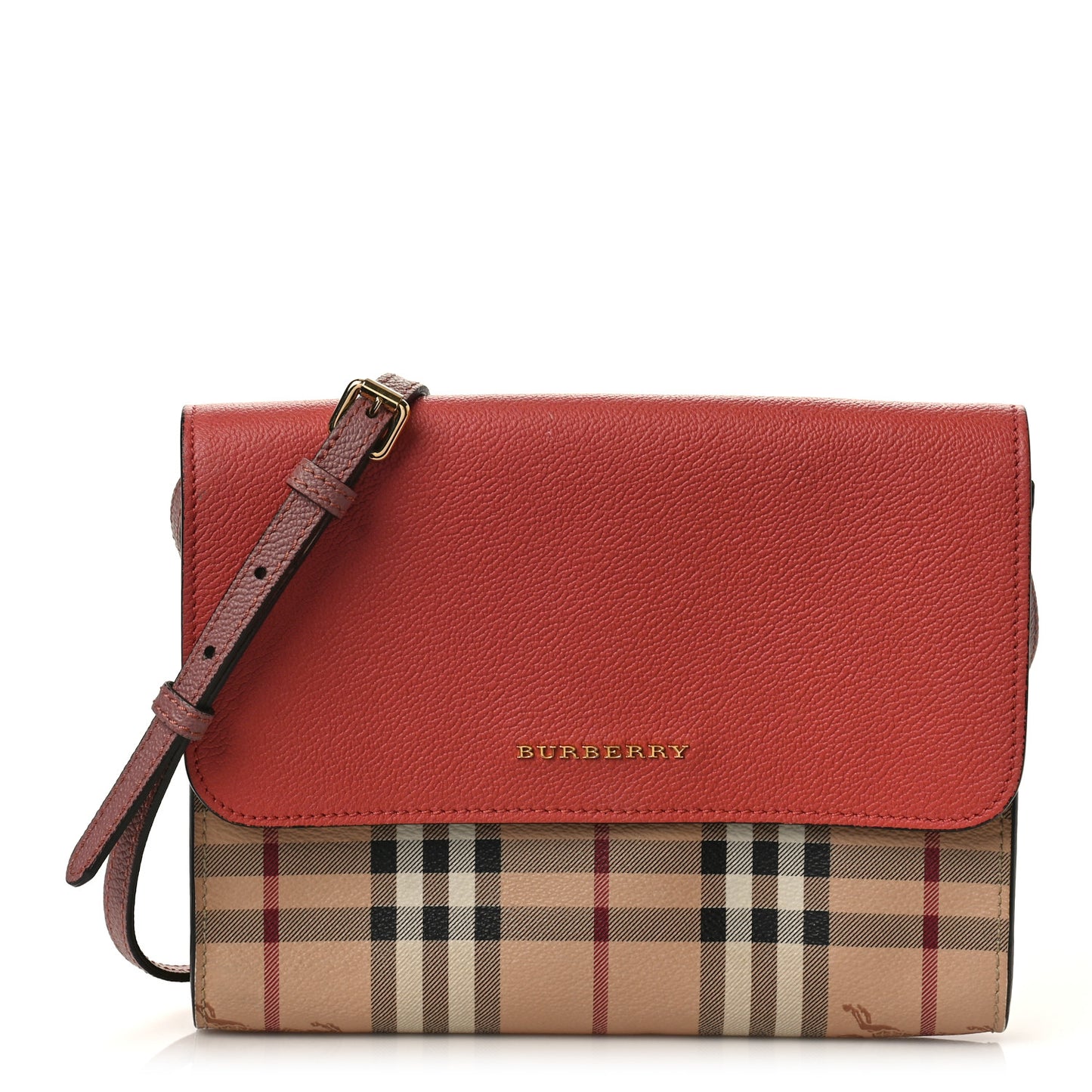 Derby Calfskin Haymarket Check Small Loxley Crossbody Cinnamon Red Multicolor