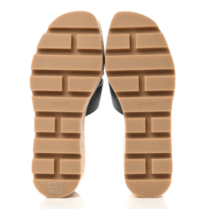 Hermes Calfskin Cork Eze 30 Sandals 36 Black 5 of 9
