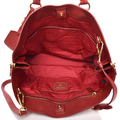 Prada Vitello Daino Side Zip Tote Rosso 6 of 16