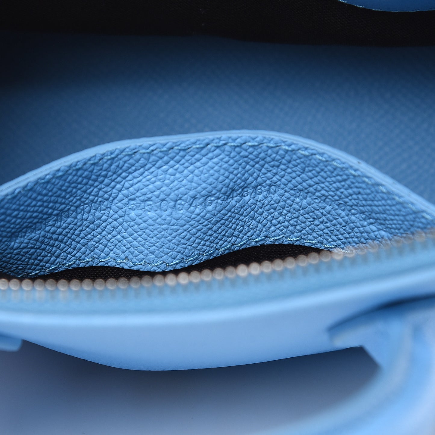 Signature Grained Calfskin Logo XXS Ville Top Handle Bag Baby Blue Black