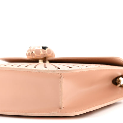 Bulgari Calfskin Laser Cut Small Serpenti Forever Diamond Blast Top Handle Bag White Beige 10 of 11