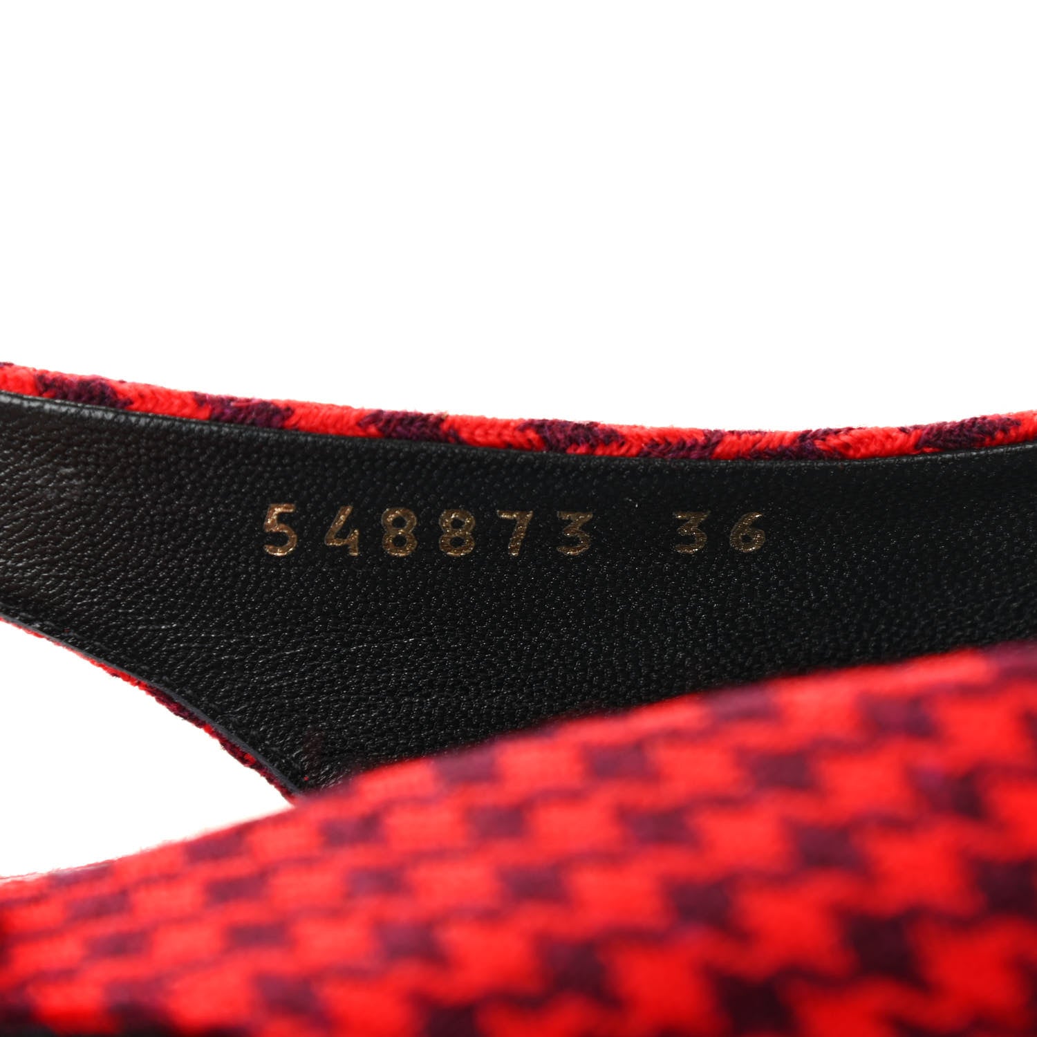 Balenciaga Tweed Prince Of Wales BB Knife Pointy Toe Slingback Flats 36 Red Black 8 of 8