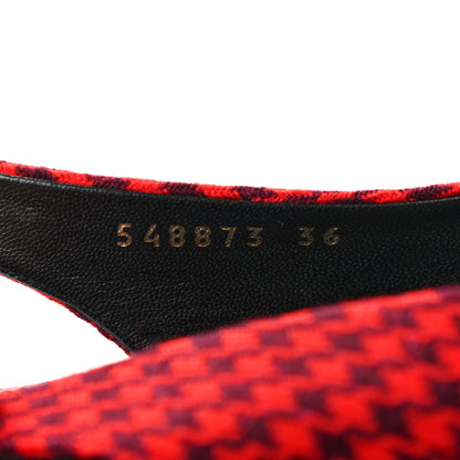 Balenciaga Tweed Prince Of Wales BB Knife Pointy Toe Slingback Flats 36 Red Black 8 of 8