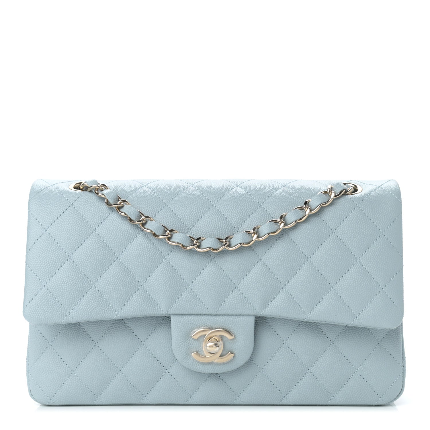 Chanel Caviar Quilted Medium Double Flap Light Blue 1 of 10