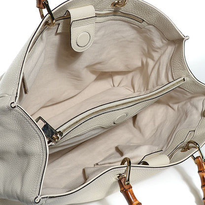 Gucci Calfskin Large Bamboo Shopper Tote Off White 5 of 7