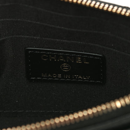 Chanel Lambskin Camellia Embossed Classic Zip Pouch Black 6 of 10