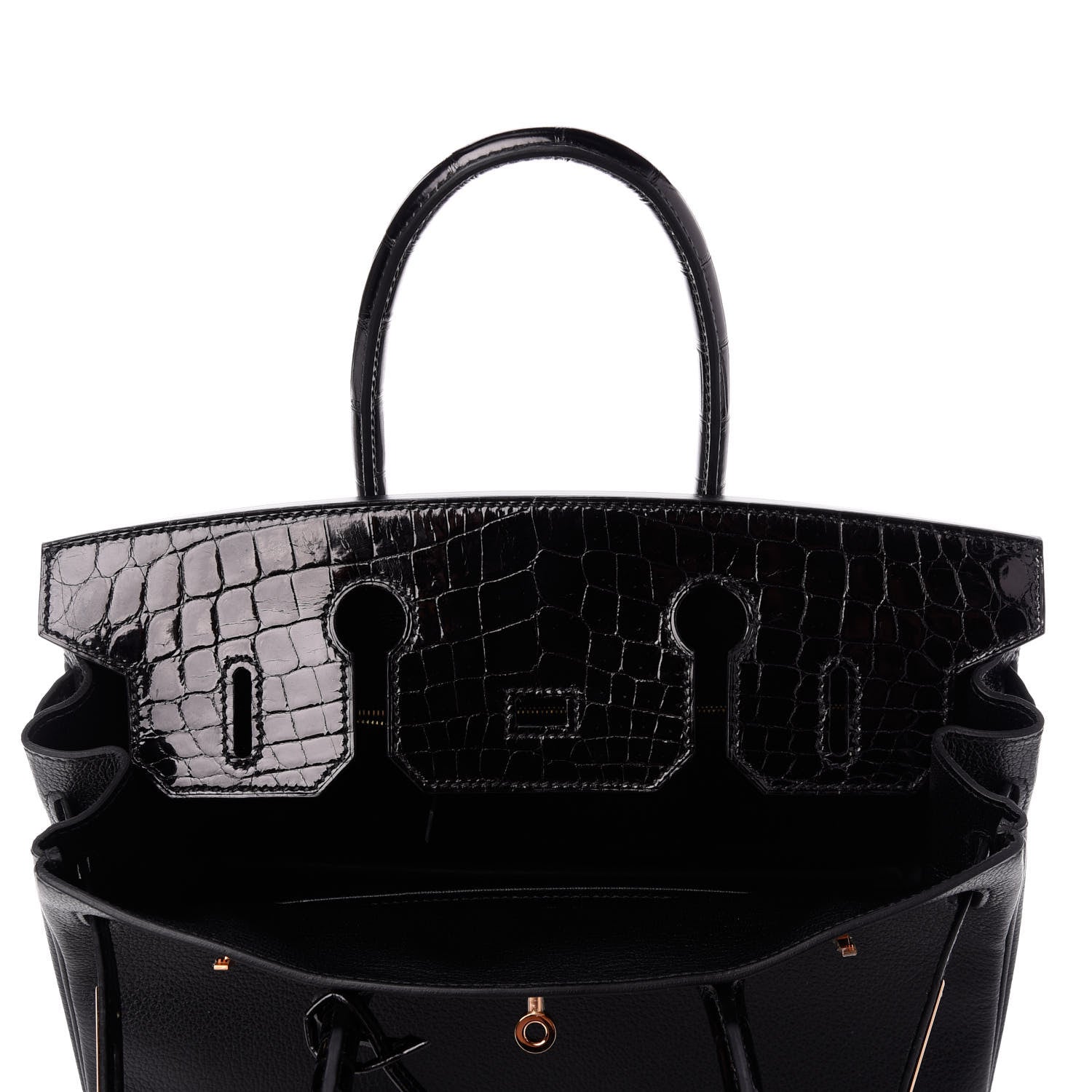 Hermes Taurillon Novillo Shiny Niloticus Crocodile Birkin Touch 30 Black 29 of 32