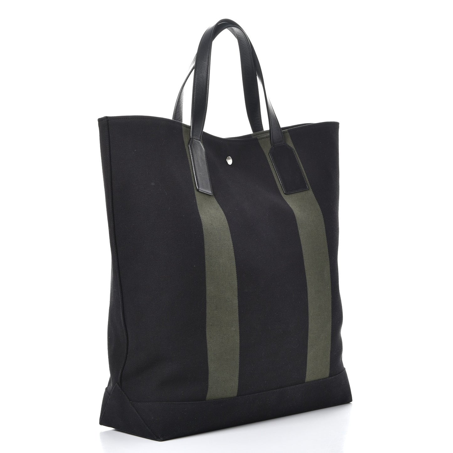 Canvas Beach Shopping Tote Black Khaki
