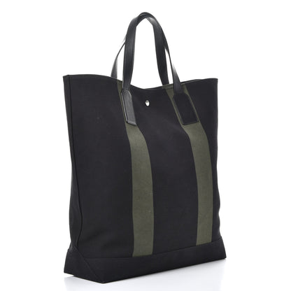 Saint Laurent Canvas Beach Shopping Tote Black Khaki 3 of 7