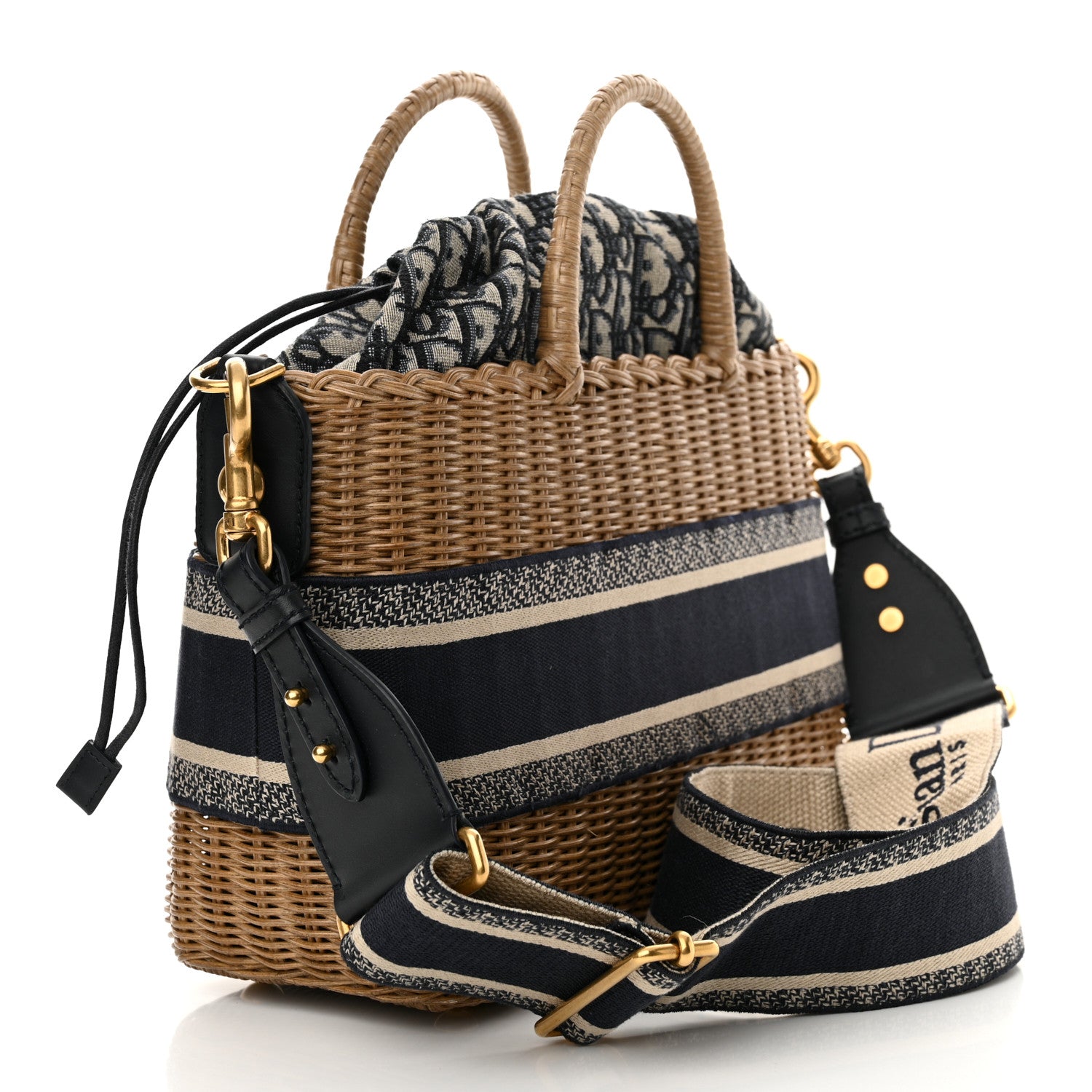 Christian Dior Wicker Oblique Basket Bag Blue 3 of 11
