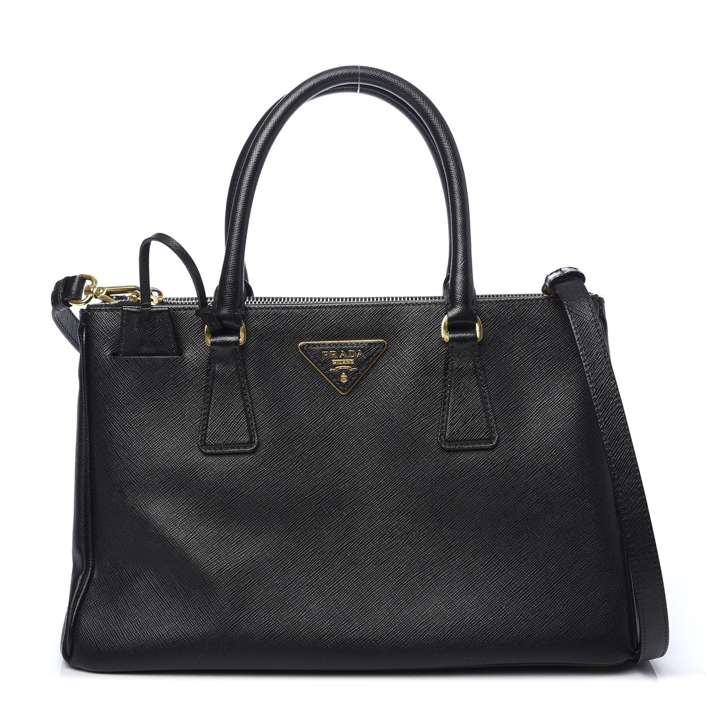 Saffiano Small Galleria Double Zip Tote Black